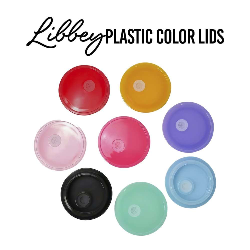 16oz Libbey Glass Can Plastic Colored Lids | Embedded Designz