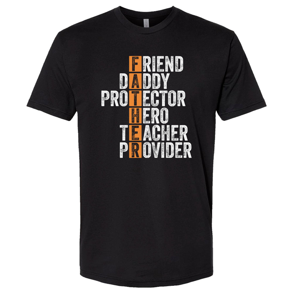 Father Definition Acrostic T-Shirt | Friend Daddy Protector Hero Teacher Provider