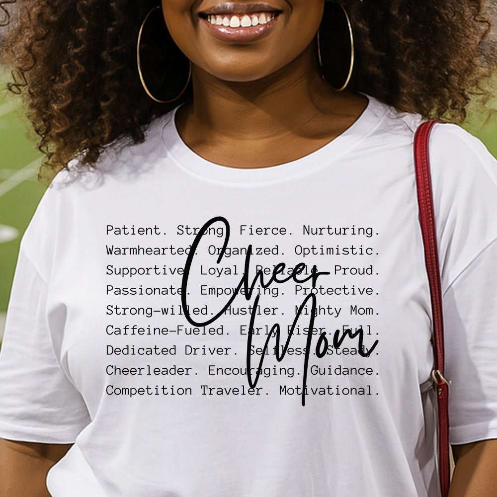 Cheer Mom Qualities Tee – Traits That Inspire On & Off the Field | Embedded Designz