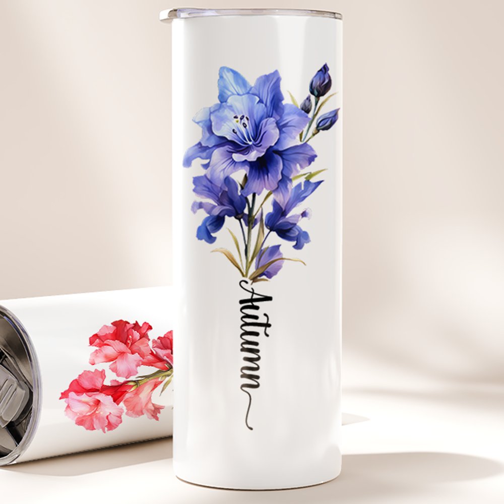 Custom Birth Month Flower Stainless Steel Tumbler | Embedded Designz