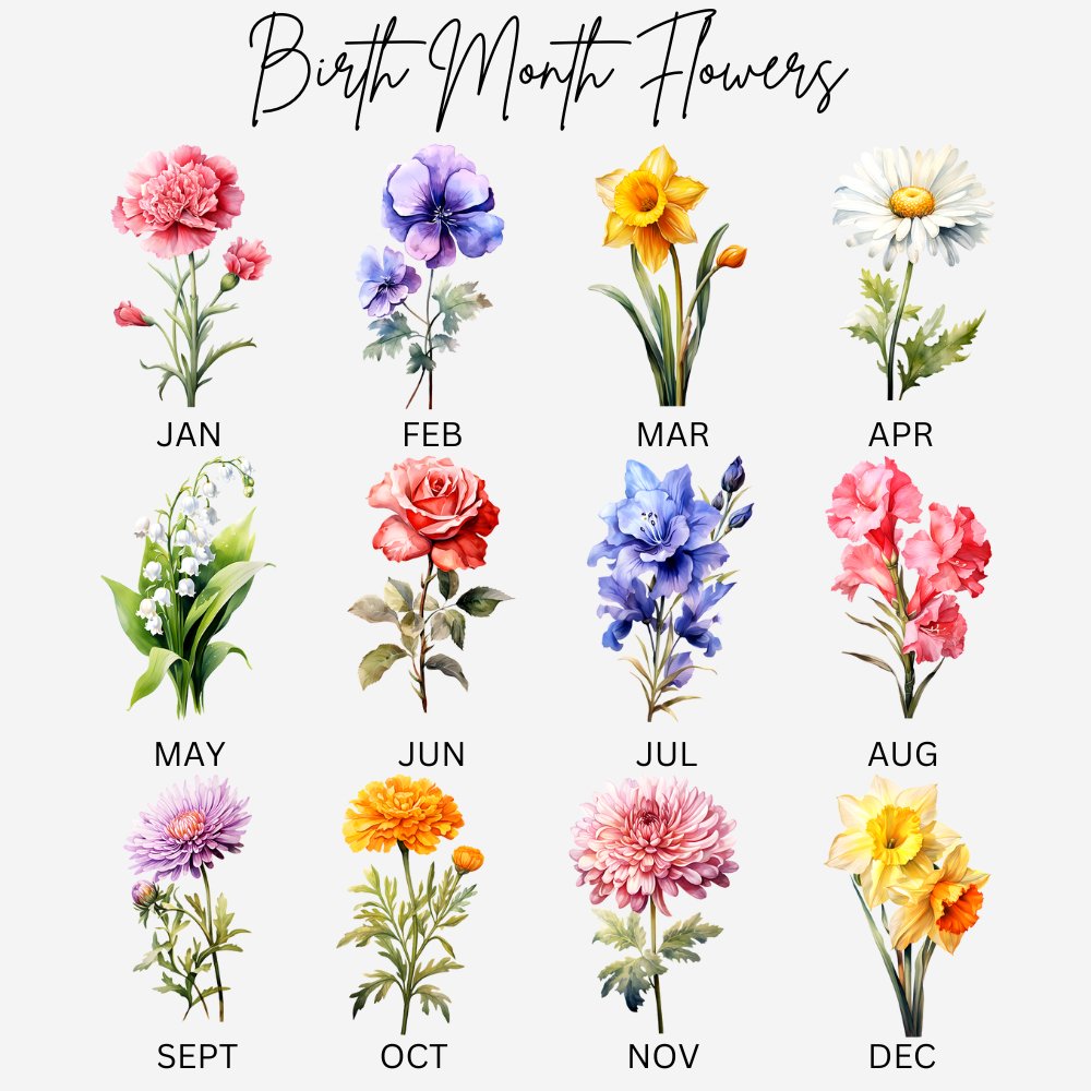 Custom Birth Month Flower Stainless Steel Tumbler | Embedded Designz