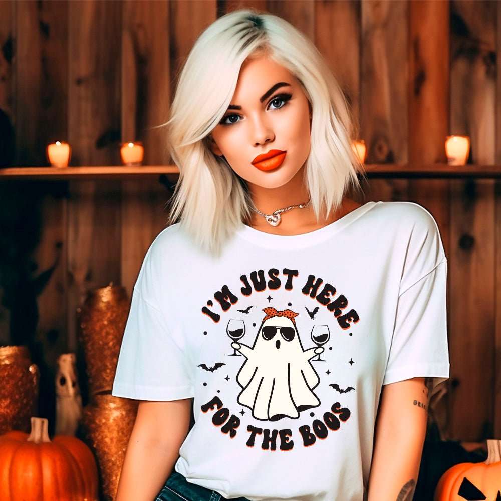 Just Here For The Boos Premium Halloween T-Shirt | Embedded Designz