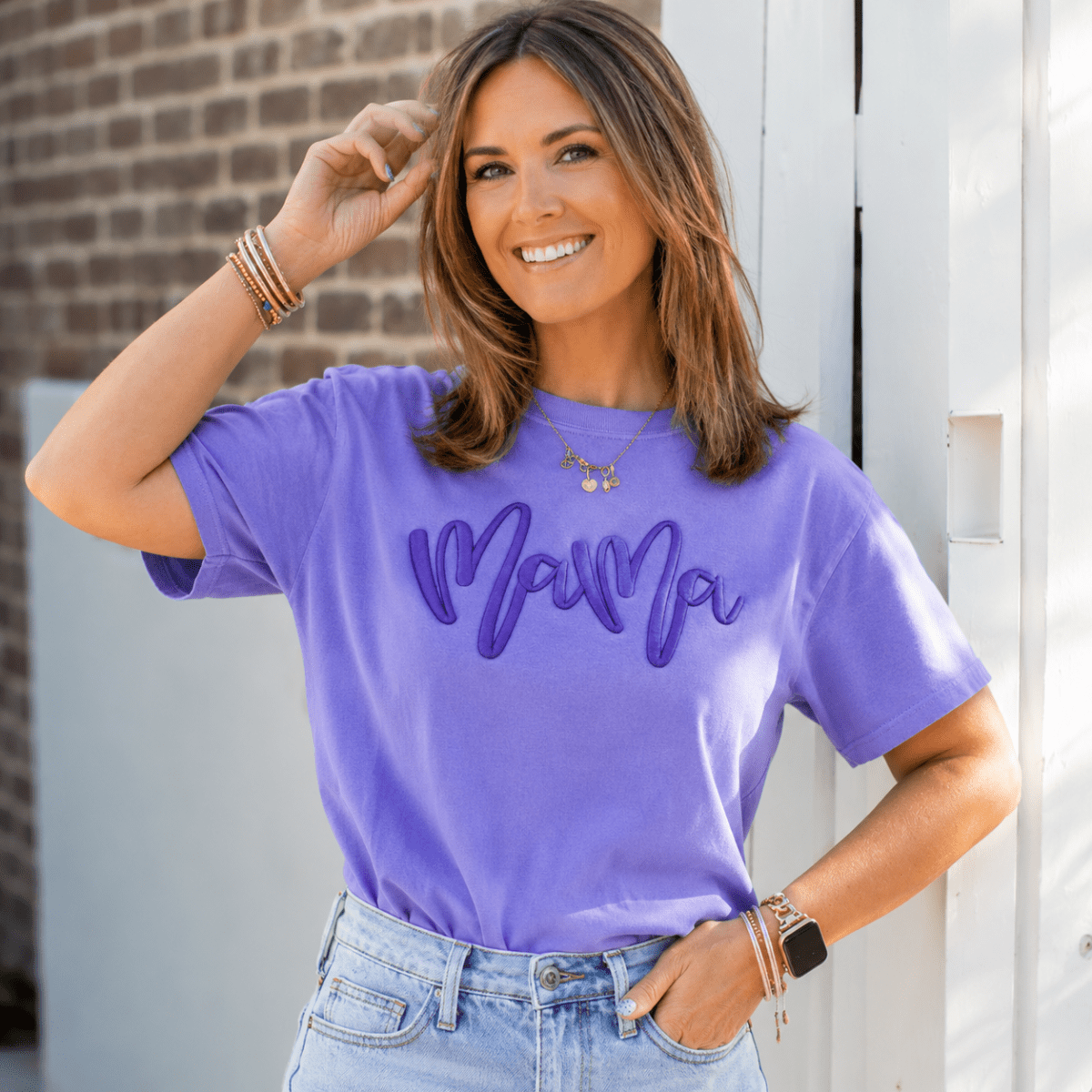 Mama Custom 3D Puff Embroidered T-Shirt | Comfort Colors | Personalized Mom Gift | Embedded Designz