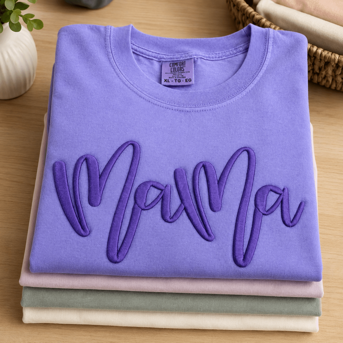 Mama Custom 3D Puff Embroidered T-Shirt | Comfort Colors | Personalized Mom Gift | Embedded Designz