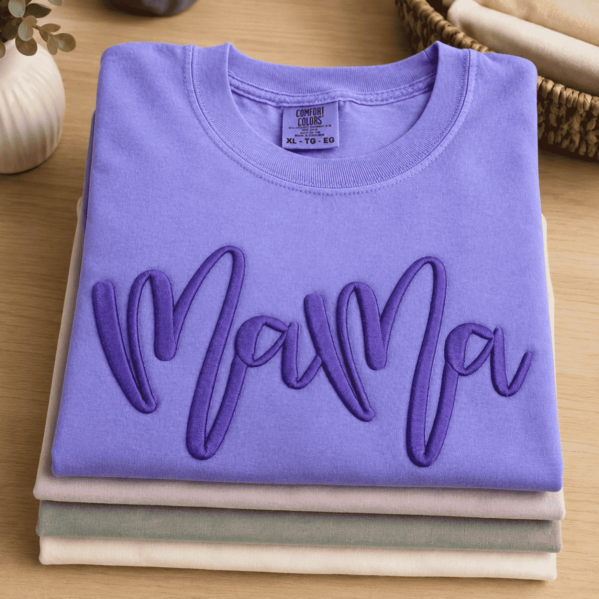 Mama Custom 3D Puff Embroidered T-Shirt | Comfort Colors | Personalized Mom Gift | Embedded Designz
