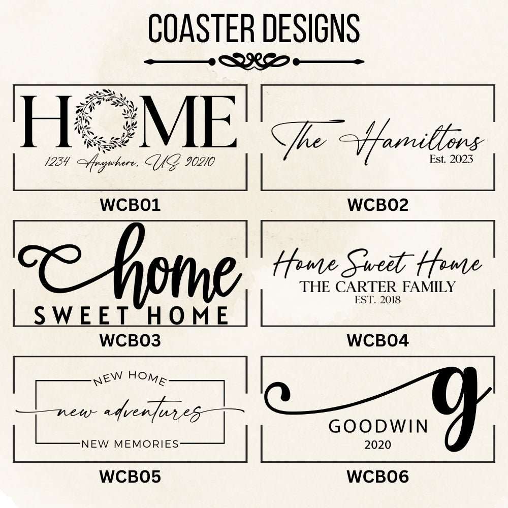 Personalized Acacia Wood & Marble Coaster Set | Embedded Designz