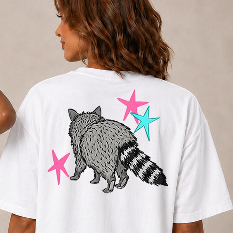 See Ya Soon Raccoon | Retro Front & Back Graphic T-Shirt | Embedded Designz
