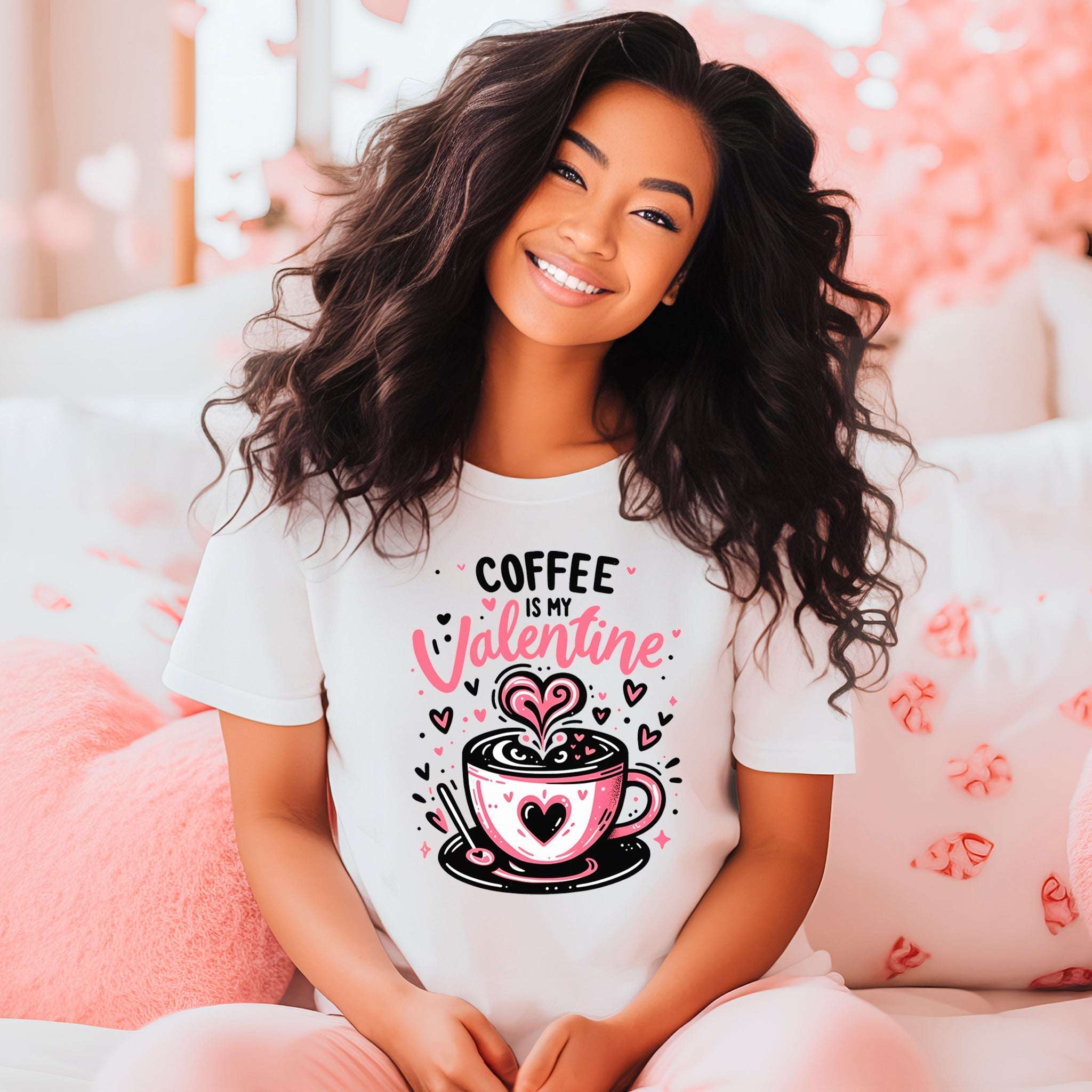 Coffee Is My Valentine Premium Valentine's T-Shirt | Embedded Designz