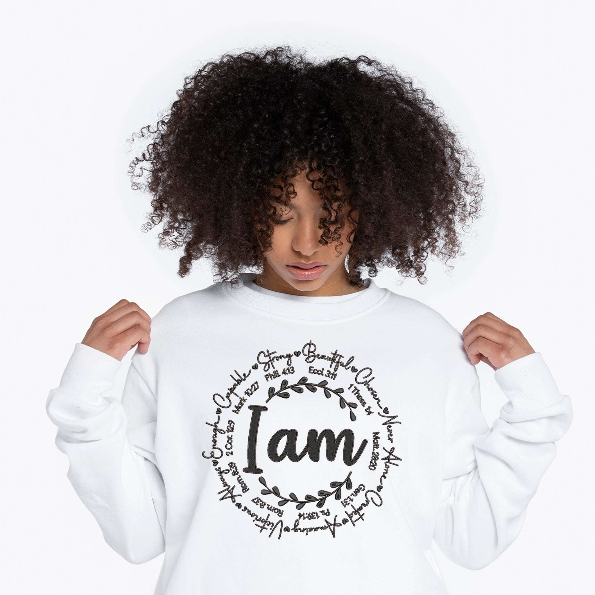 "I Am" Premium Embroidered Cotton Sweatshirt | Embedded Designz