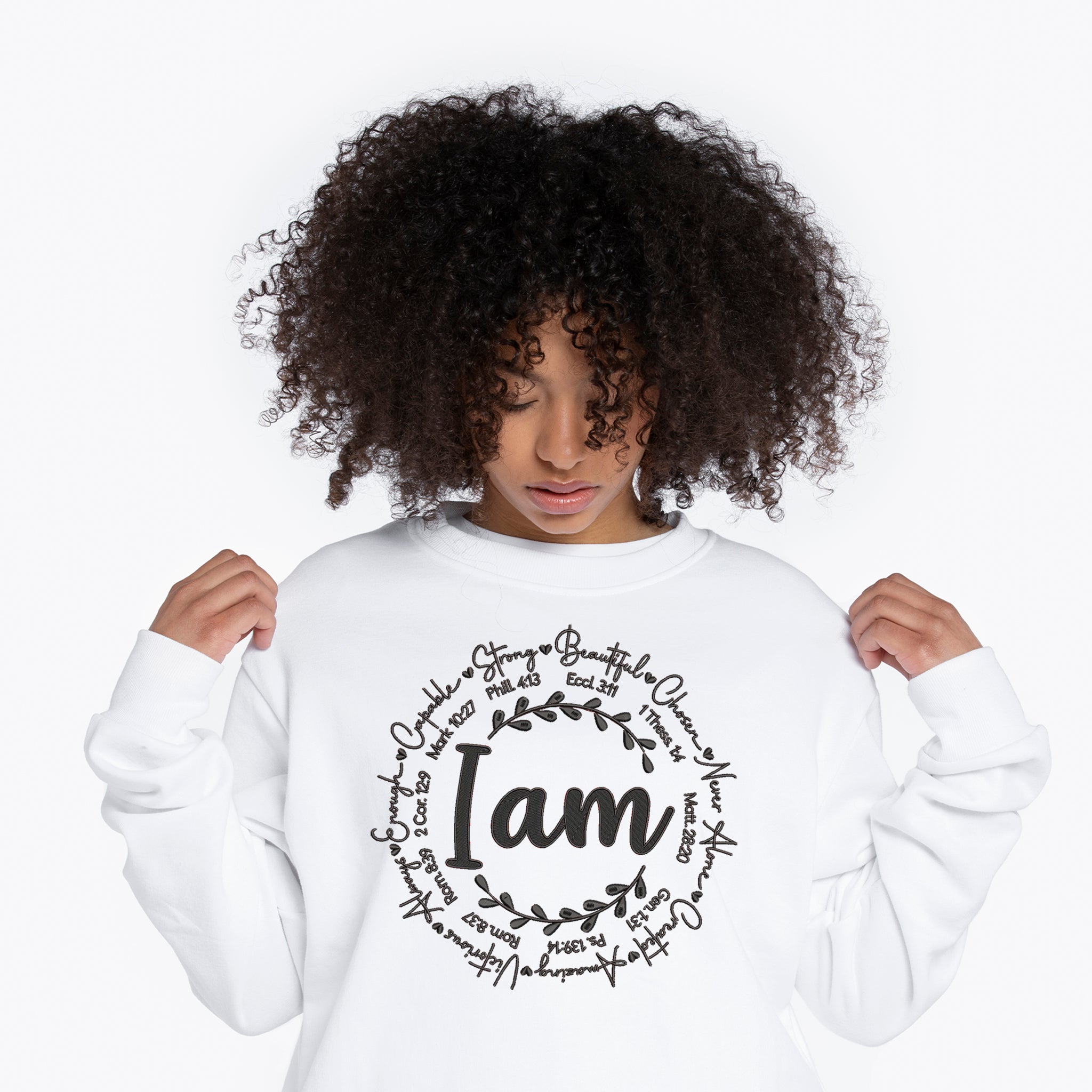 "I Am" Premium Embroidered Cotton Sweatshirt | Embedded Designz