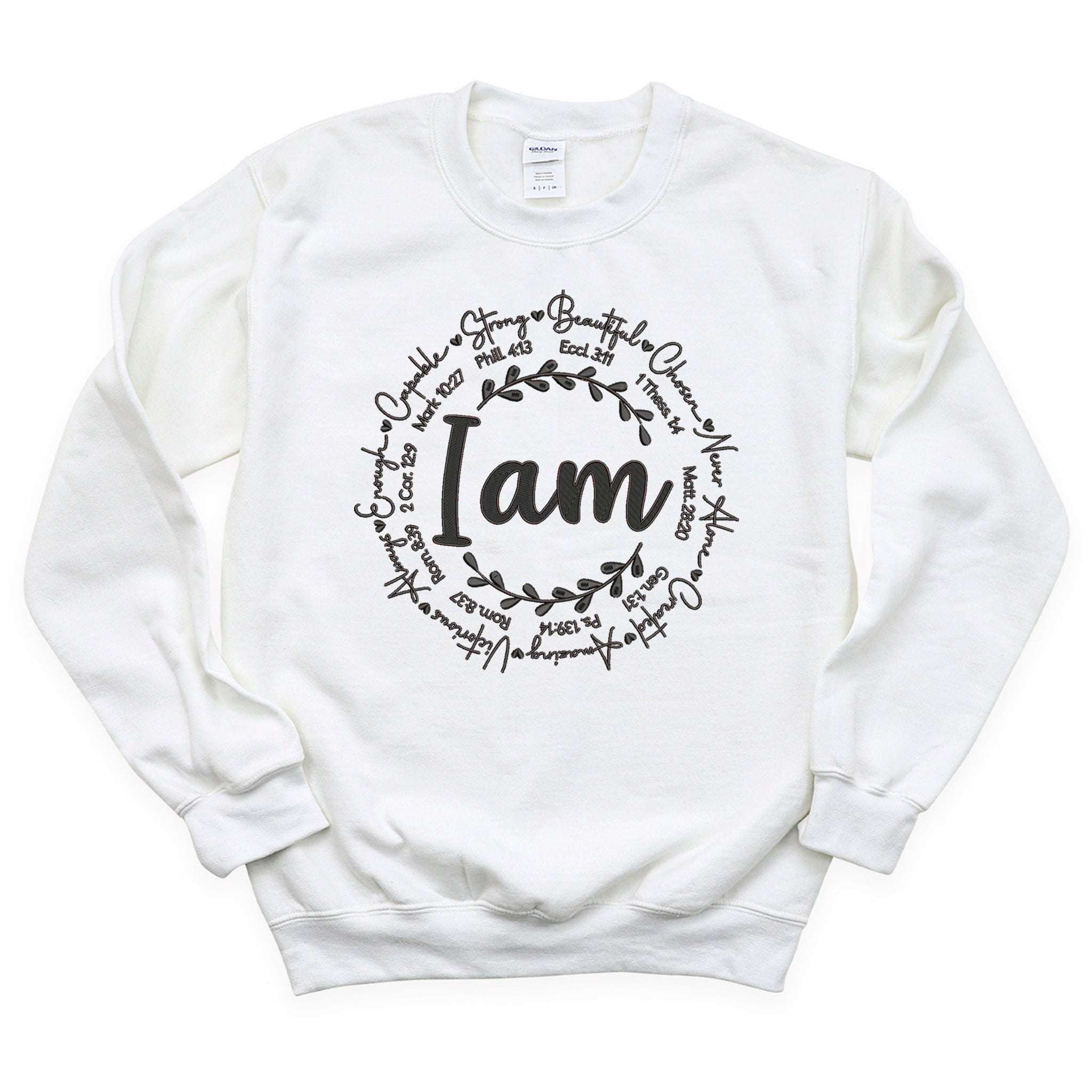 "I Am" Premium Embroidered Cotton Sweatshirt | Embedded Designz