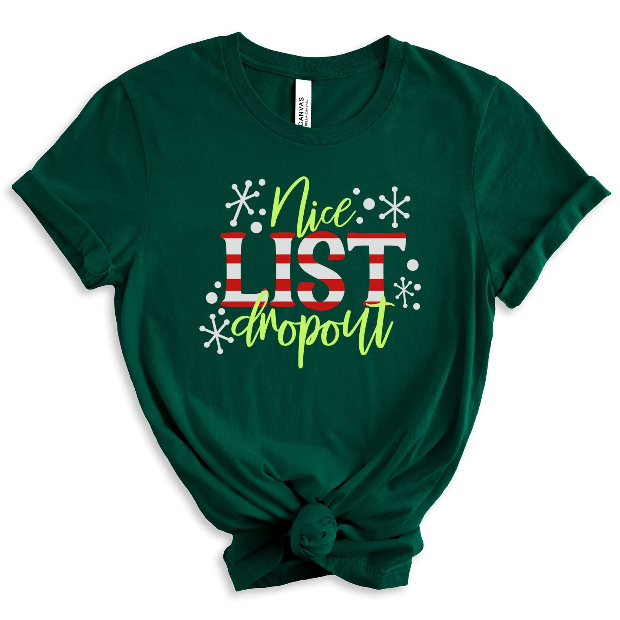 Nice List Dropout Premium Christmas T-Shirt | Embedded Designz