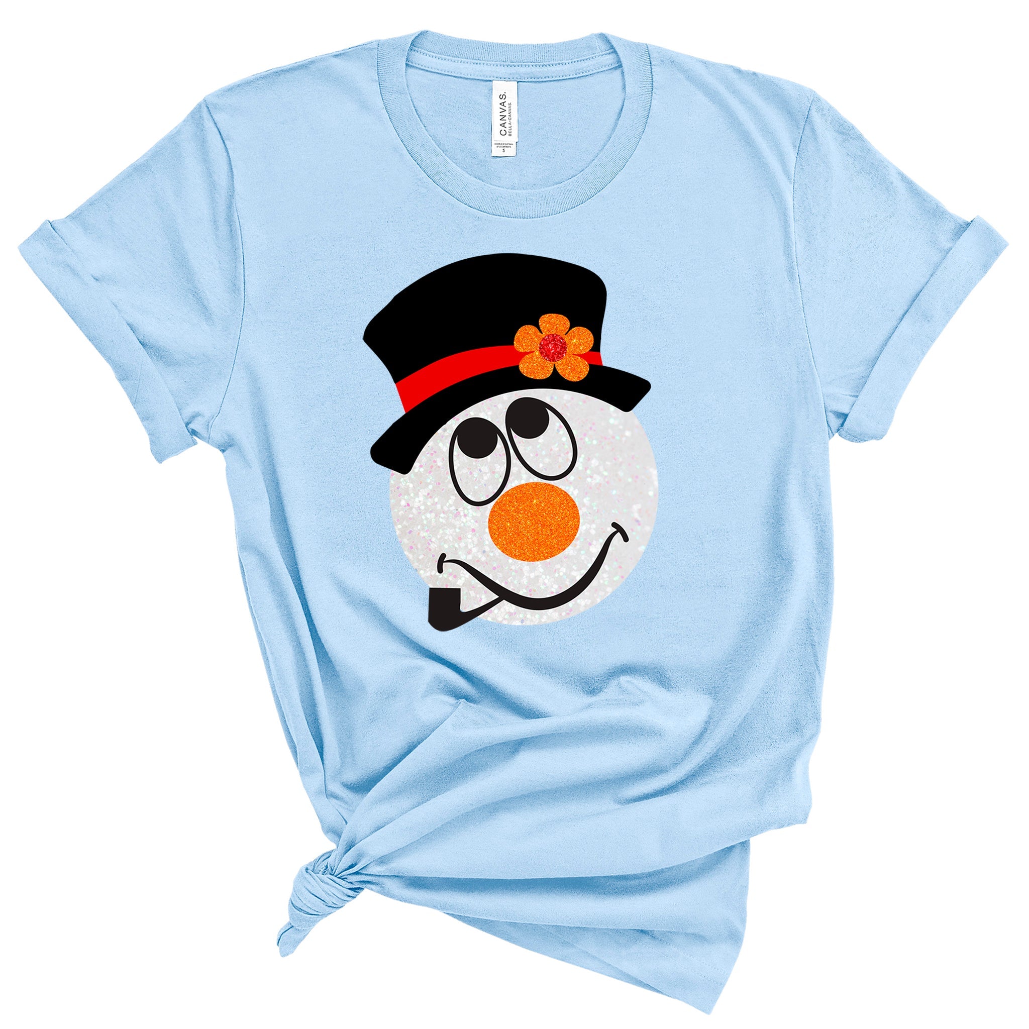 Sparkly Snowman Premium Christmas T-Shirt | Embedded Designz
