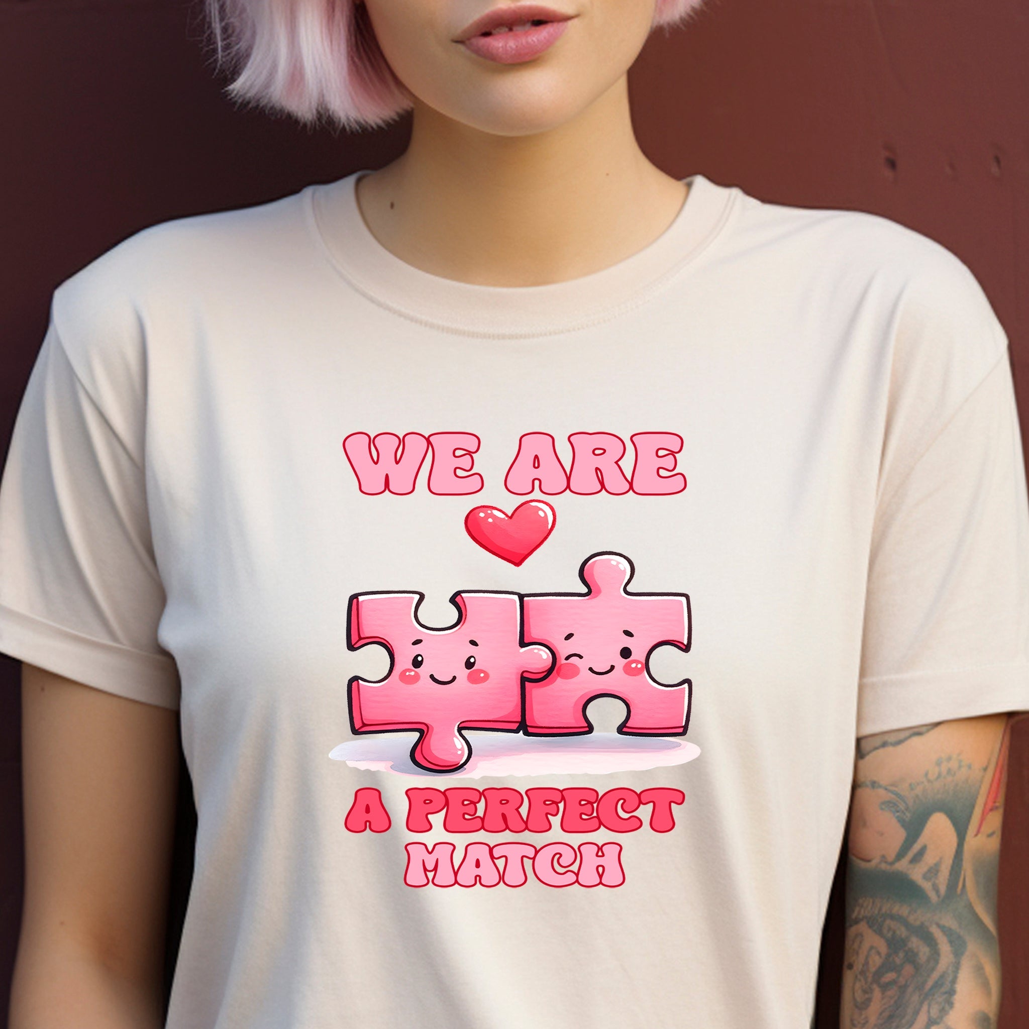 We Are A Perfect Match Premium Valentine's T-Shirt | Embedded Designz