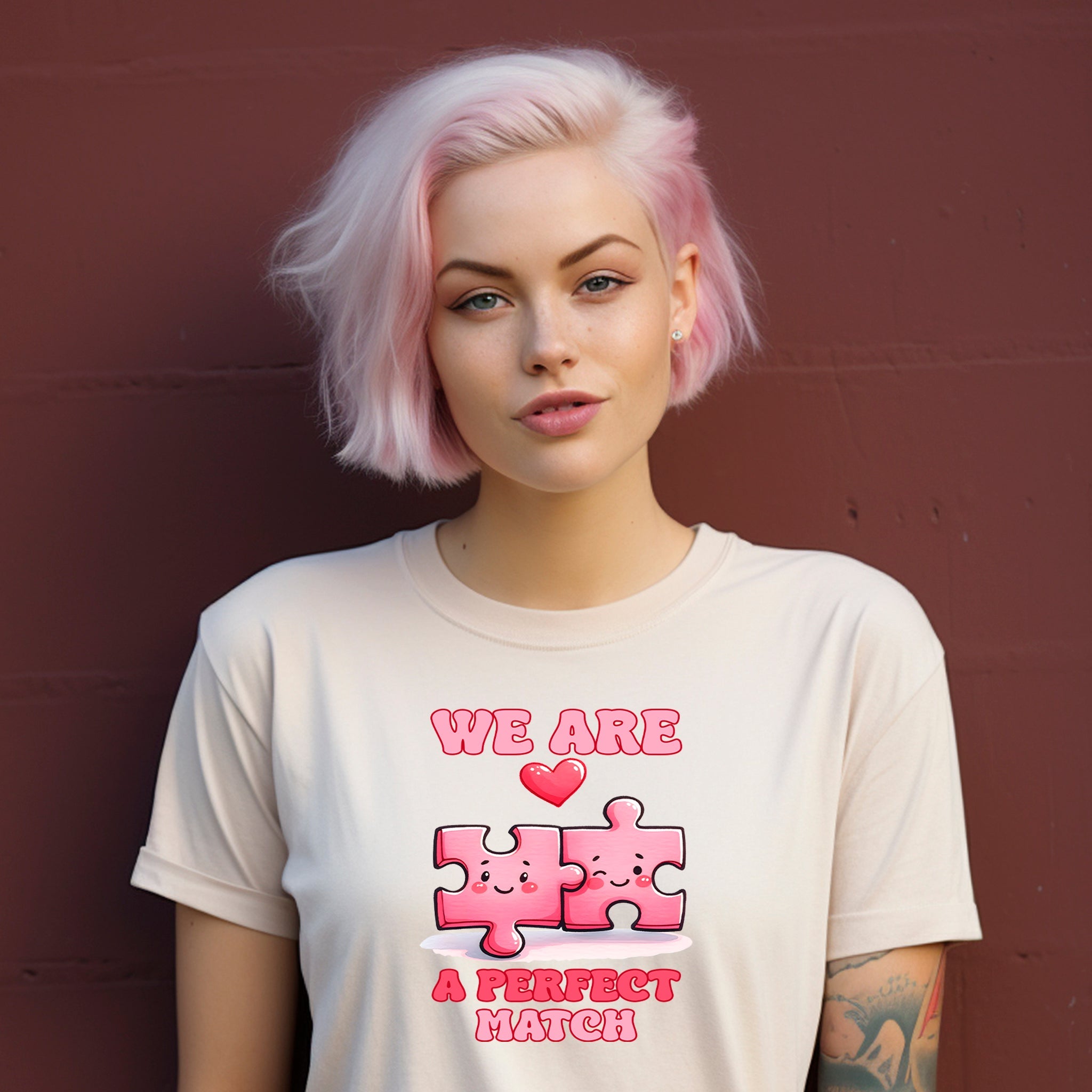 We Are A Perfect Match Premium Valentine's T-Shirt | Embedded Designz