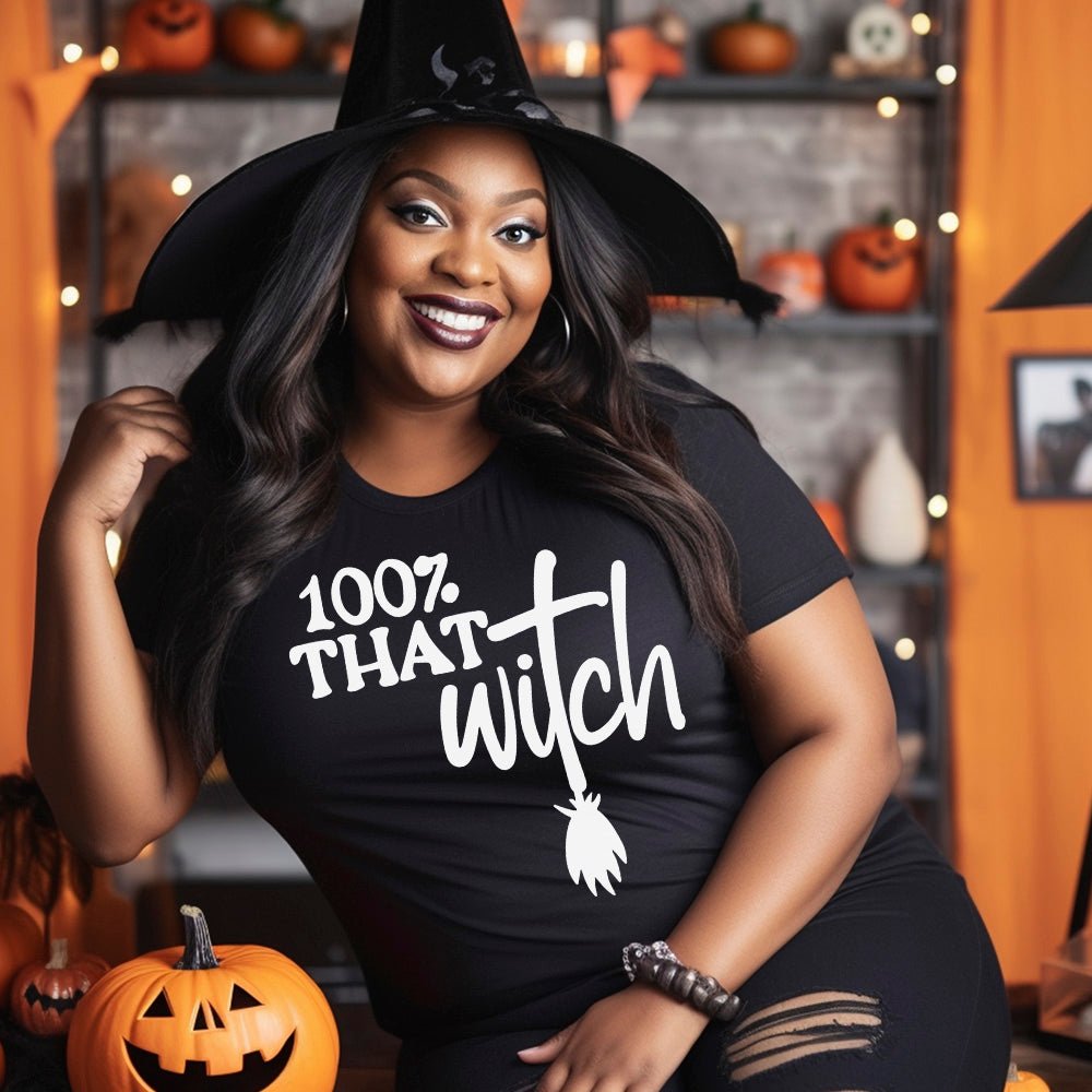100% That Witch Premium Halloween T-Shirt | Embedded Designz