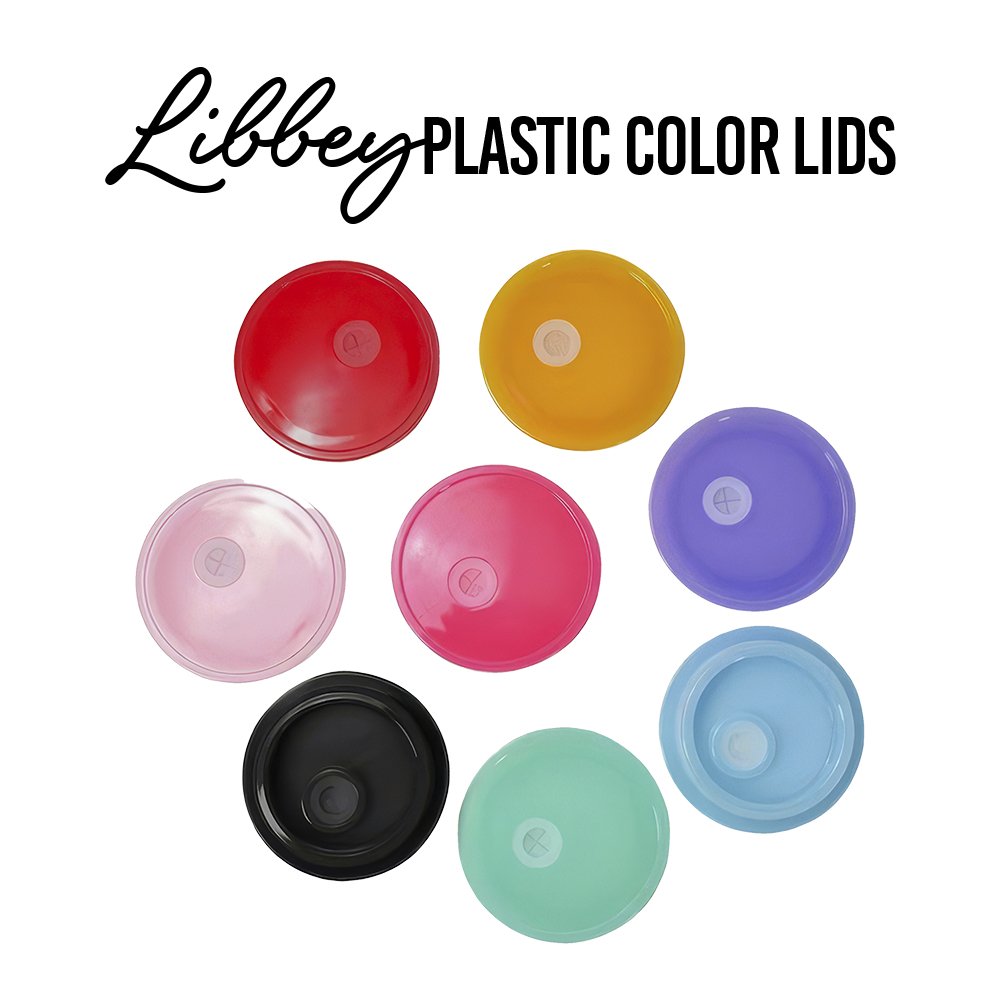 16oz Libbey Glass Can Plastic Colored Lids | Embedded Designz