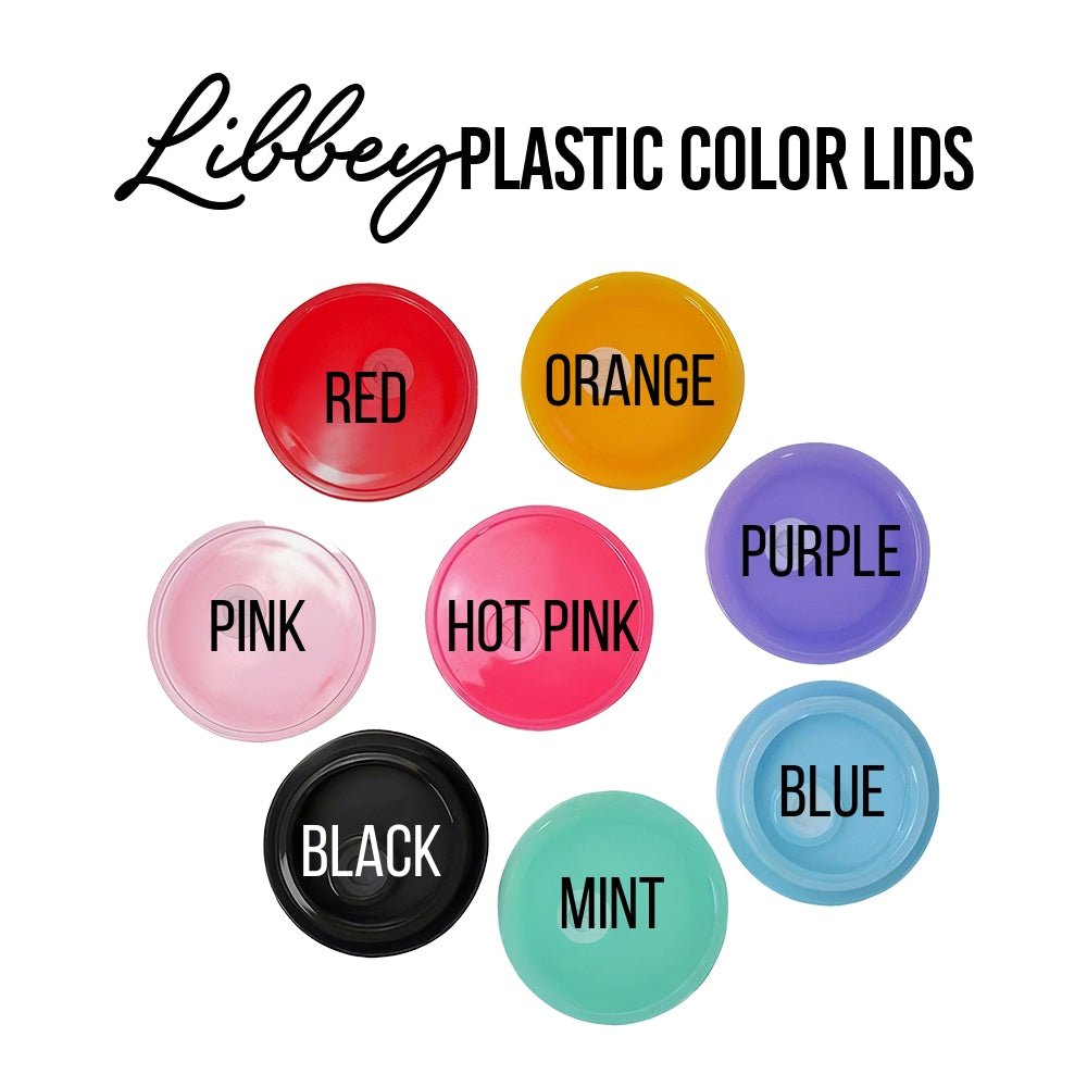 16oz Libbey Glass Can Plastic Colored Lids | Embedded Designz