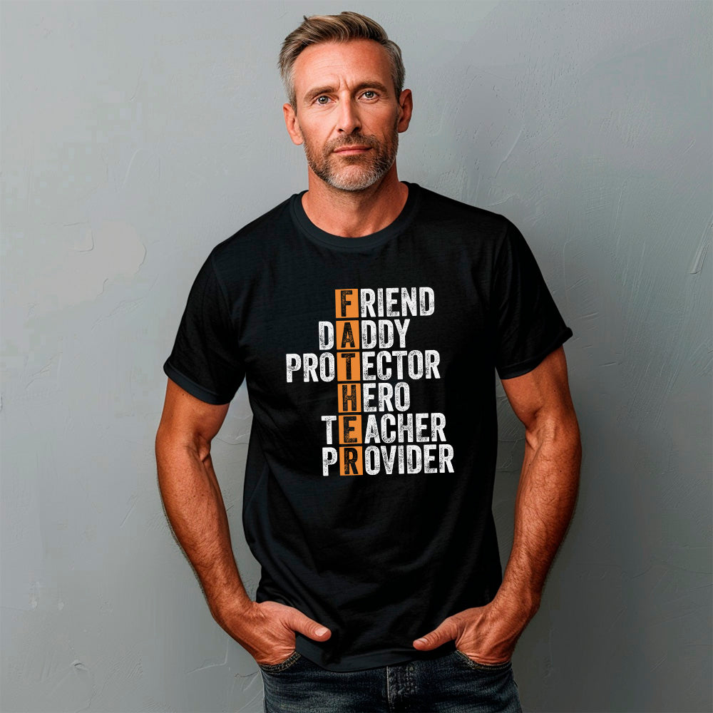 Father Definition Acrostic T-Shirt | Friend Daddy Protector Hero Teacher Provider