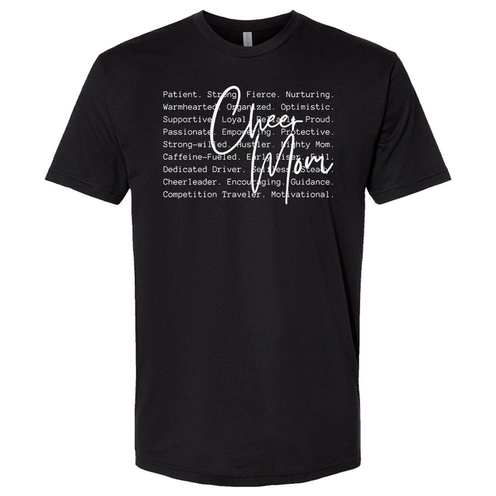 Cheer Mom Qualities Tee – Traits That Inspire On & Off the Field | Embedded Designz
