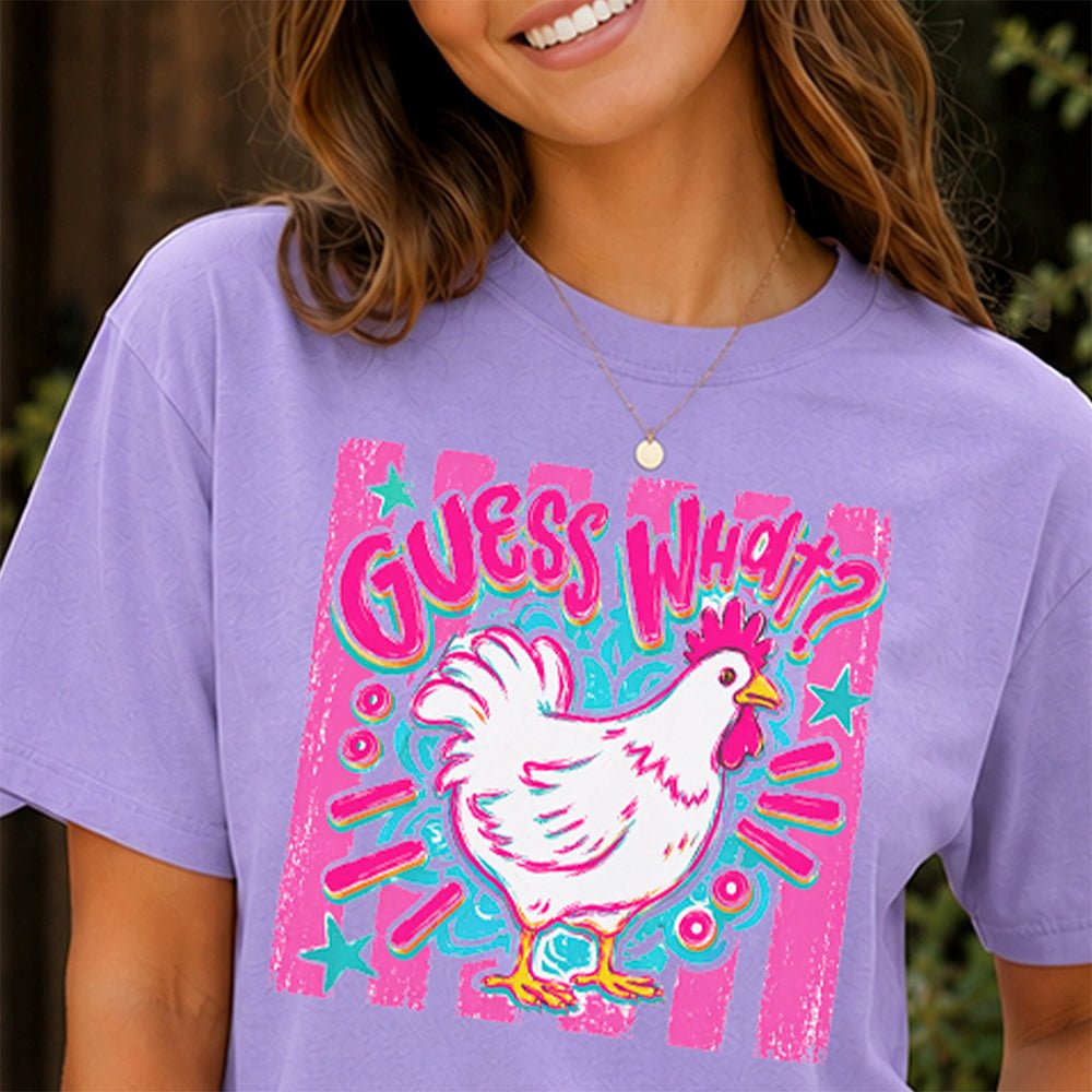 Guess What? Chicken Butt | Retro Front & Back Graphic T-Shirt | Embedded Designz