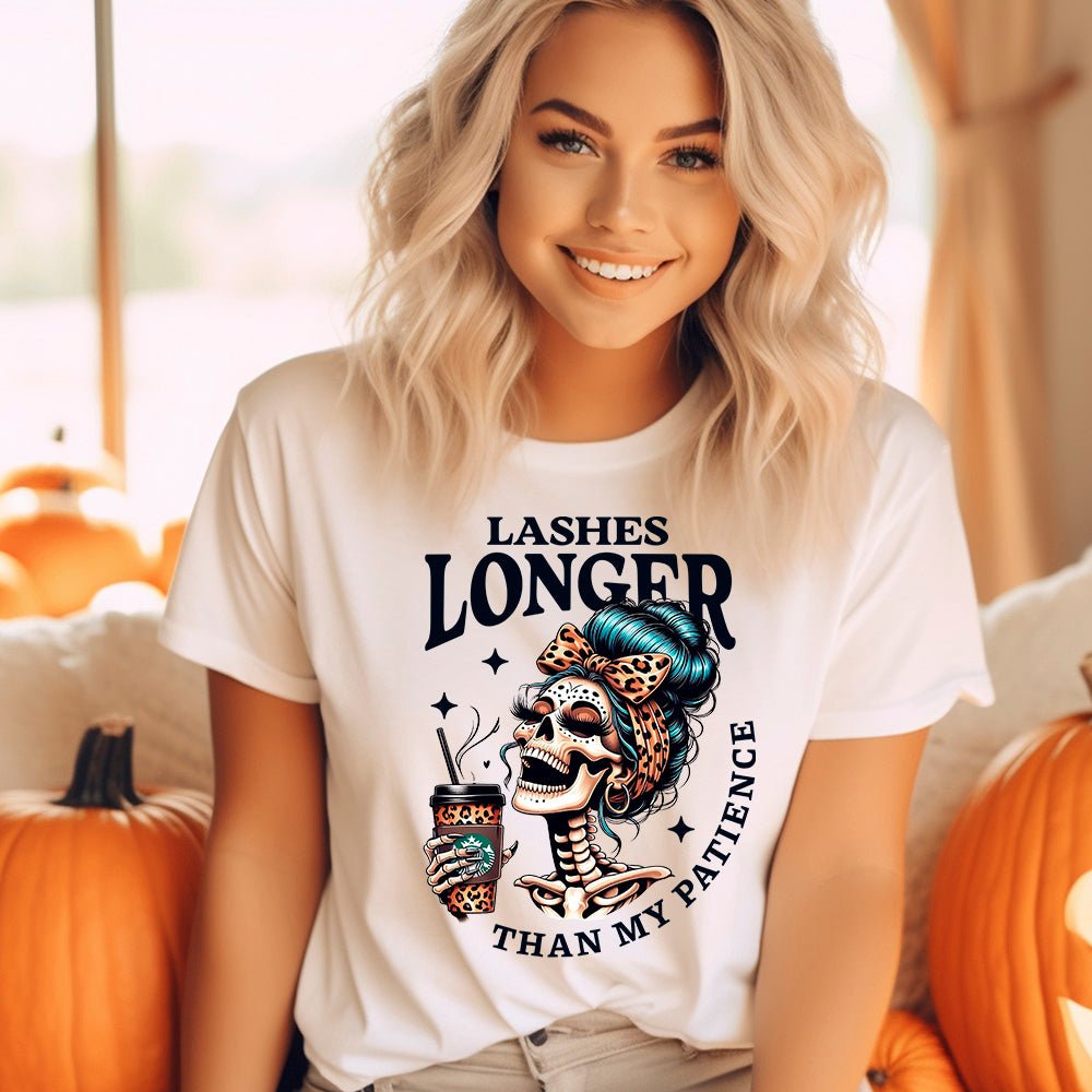 Lashes Longer Than My Patience Premium Halloween T-Shirt | Embedded Designz