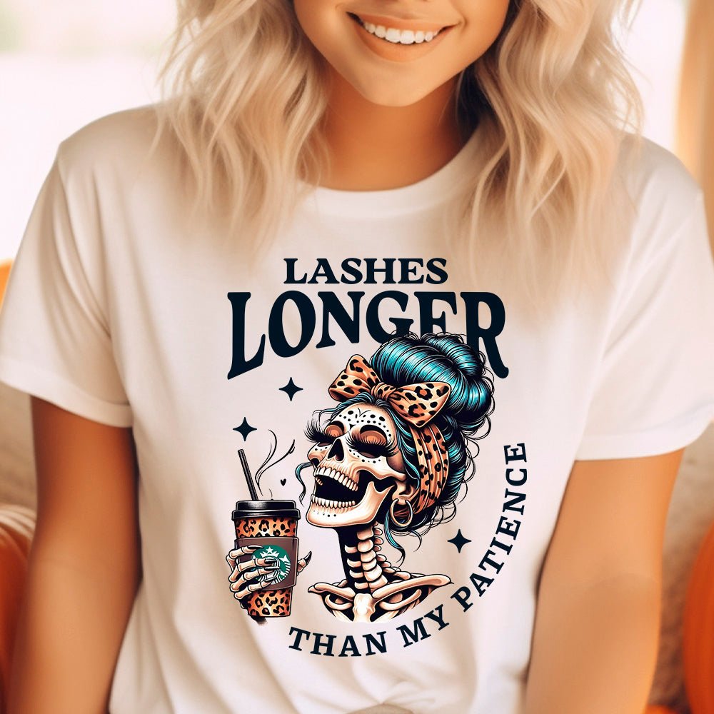 Lashes Longer Than My Patience Premium Halloween T-Shirt | Embedded Designz
