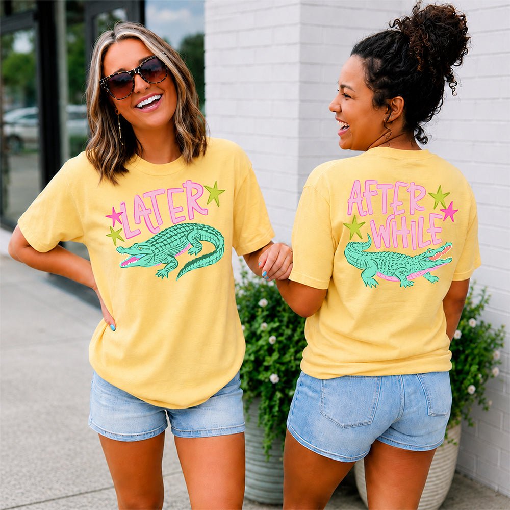 Later Alligator After While Crocodile | Retro Front & Back Graphic T-Shirt | Embedded Designz