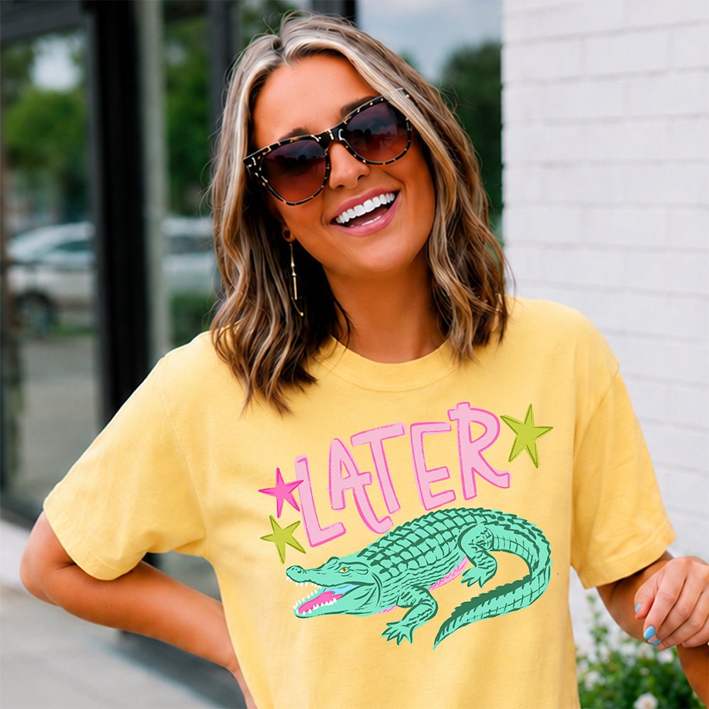 Later Alligator After While Crocodile | Retro Front & Back Graphic T-Shirt | Embedded Designz