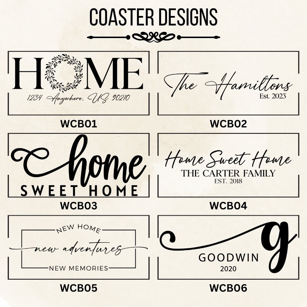 Personalized Acacia Wood & Marble Coaster Set | Embedded Designz