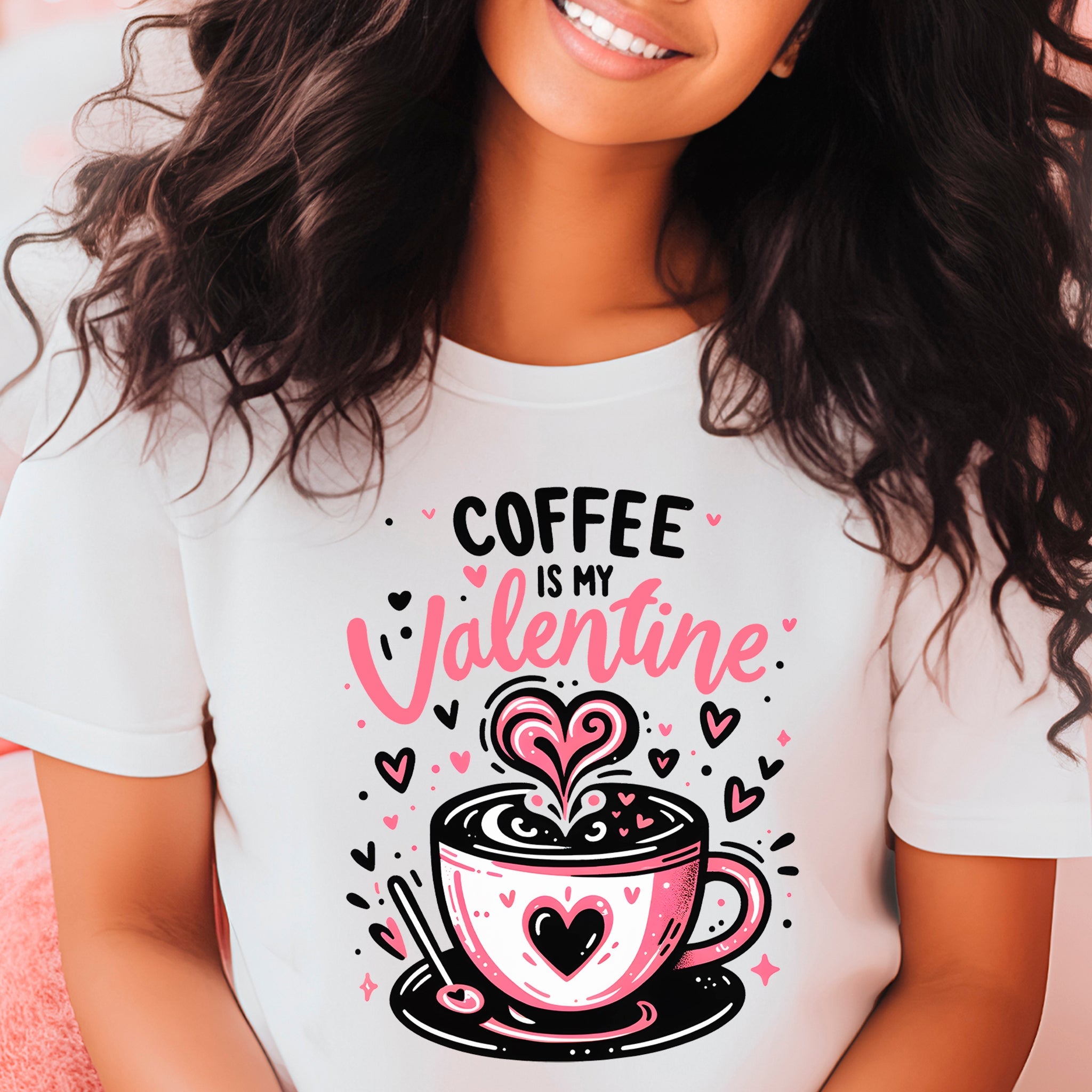 Coffee Is My Valentine Premium Valentine's T-Shirt | Embedded Designz