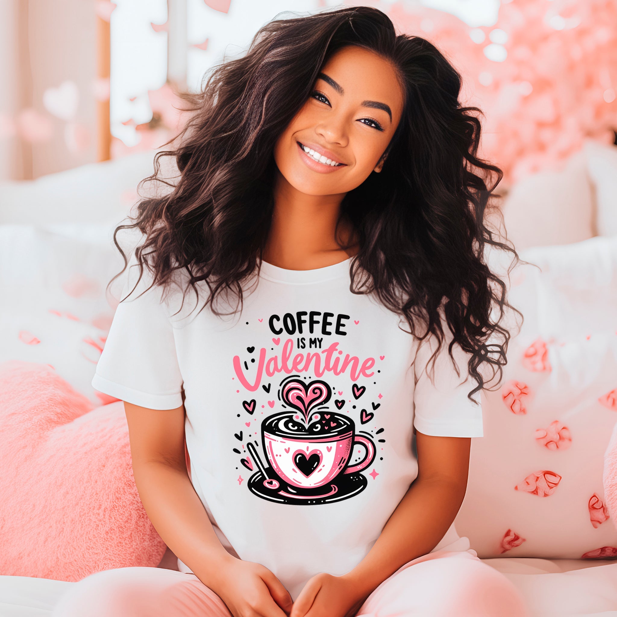 Coffee Is My Valentine Premium Valentine's T-Shirt | Embedded Designz