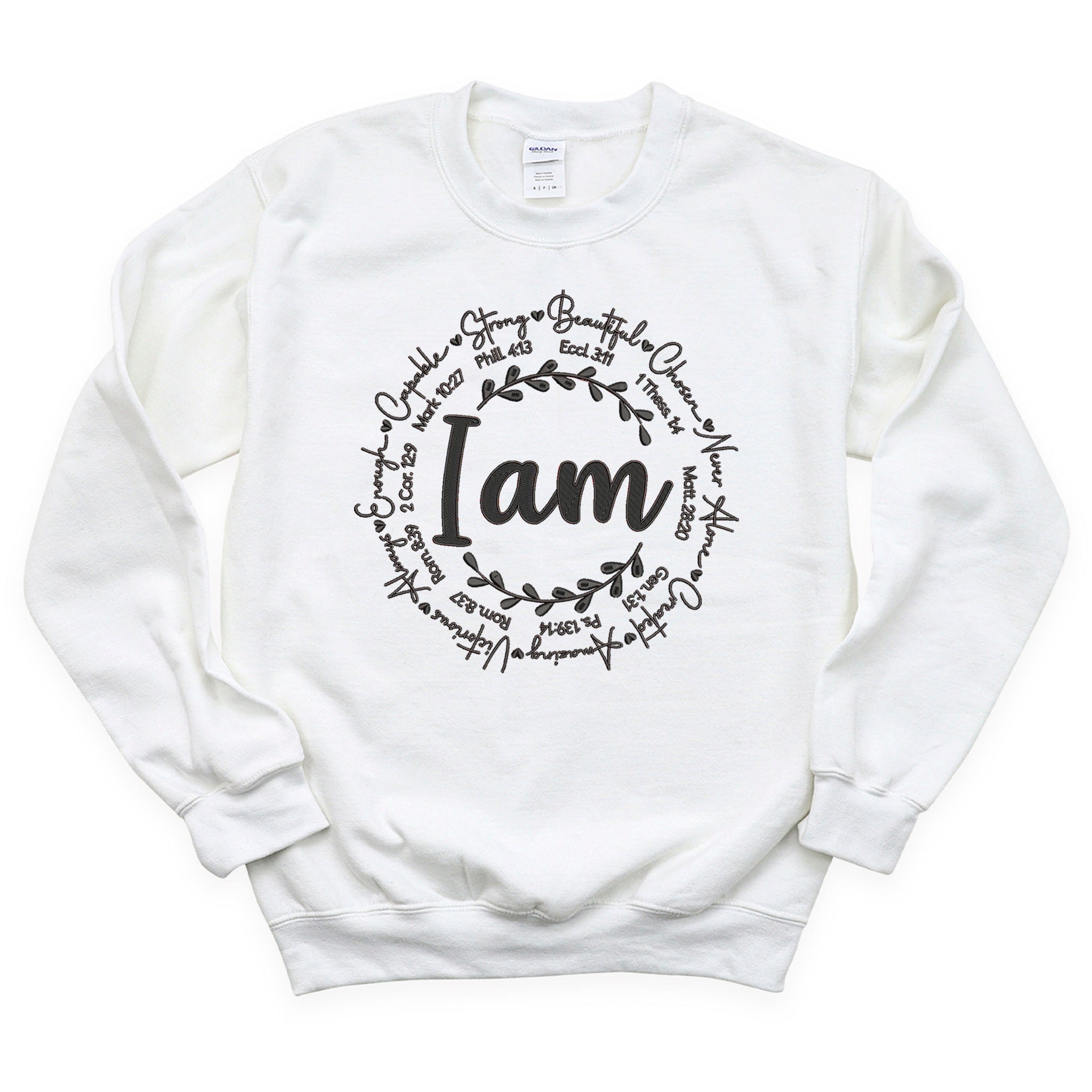 "I Am" Premium Embroidered Cotton Sweatshirt | Embedded Designz