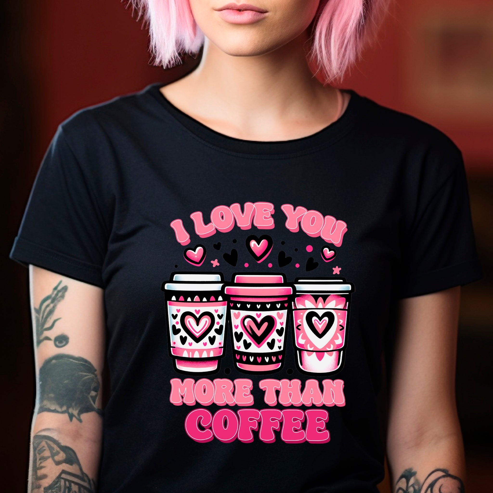 I Love You More Than Coffee Premium Valentine's T-Shirt | Embedded Designz