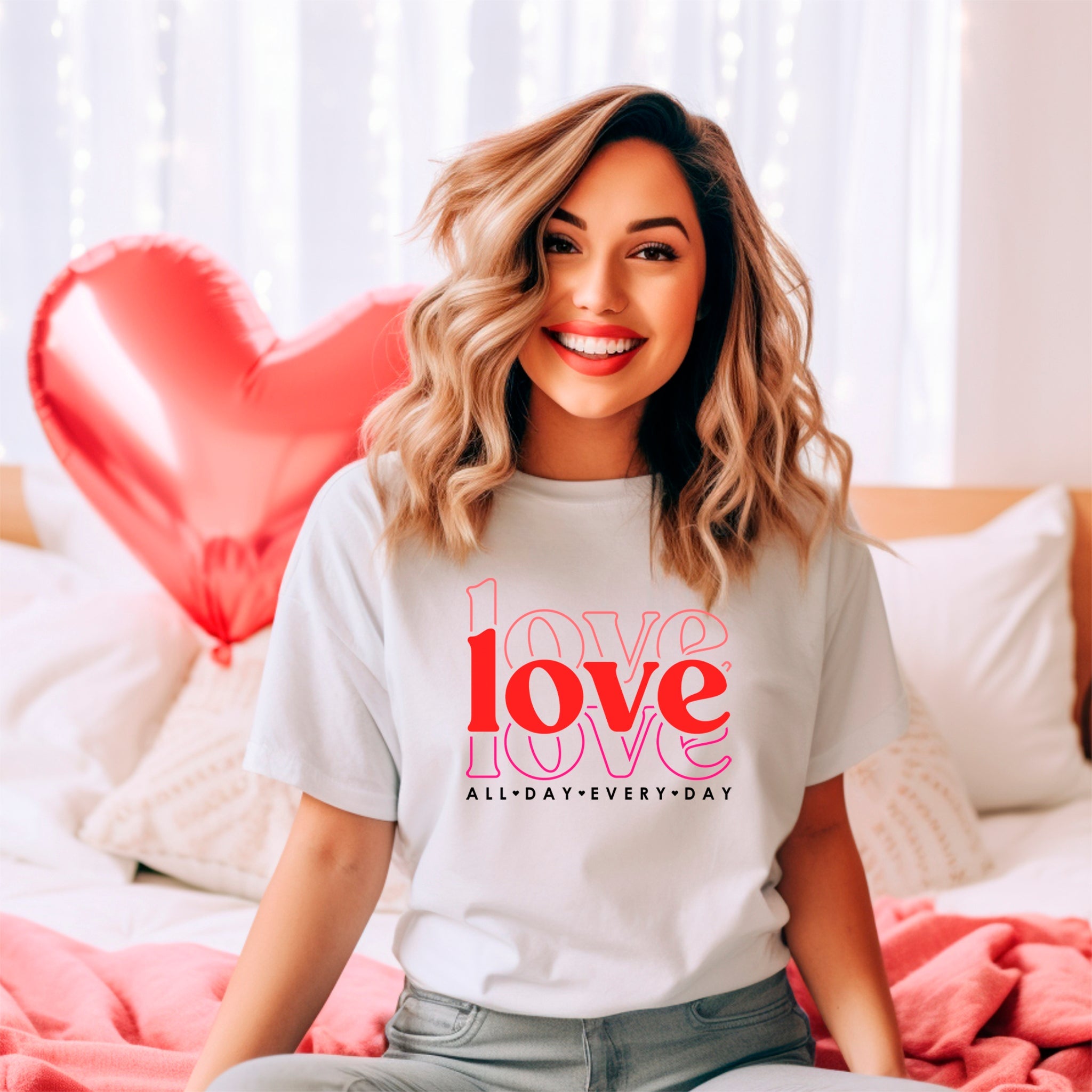 Love All Day Every Day Premium Valentine's T-Shirt | Embedded Designz