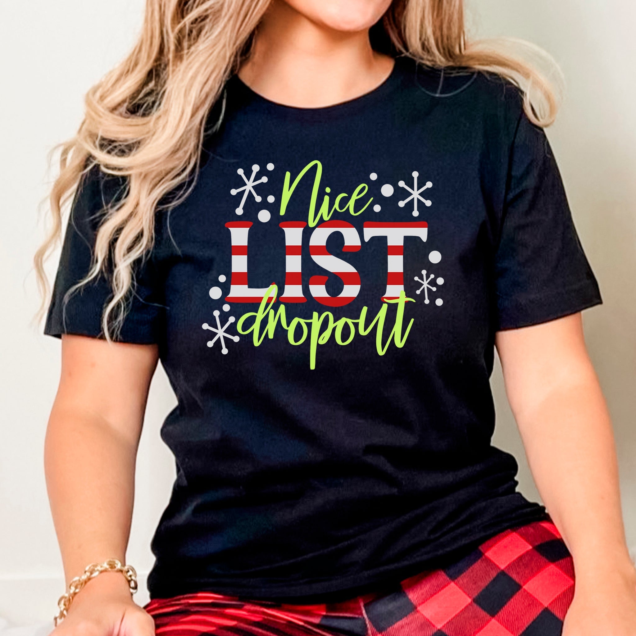 Nice List Dropout Premium Christmas T-Shirt | Embedded Designz